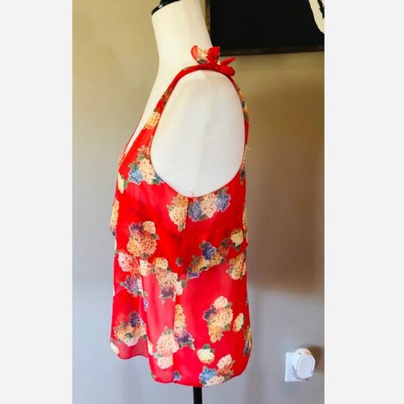 Bellatrix semi sheer red floral tank - Picture 4 of 6